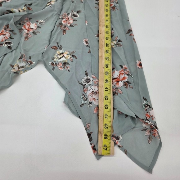 Three Pink Hearts Womens XS Floral Romper Dress Hi Low Overlay Sage Green *Flaw - Picture 14 of 16